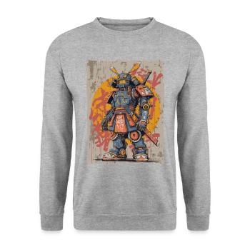 Mechanical Samurai Street Art - Unisex Sweatshirt - salt & pepper - Front - Alina (178cm) & Michal (187cm)