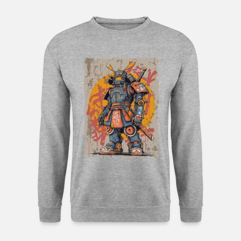 Mechanischer Samurai Street Art - Unisex Pullover - Weißgrau meliert