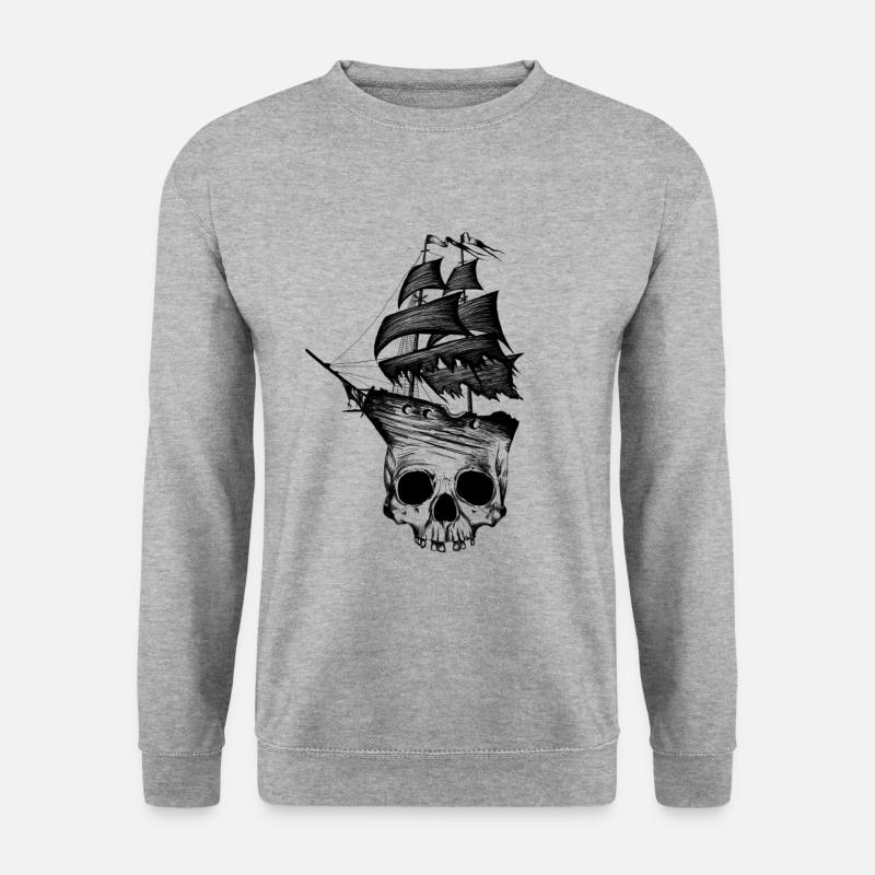 Skull, ship, pirate, pirate ship - Unisex Sweatshirt - salt & pepper