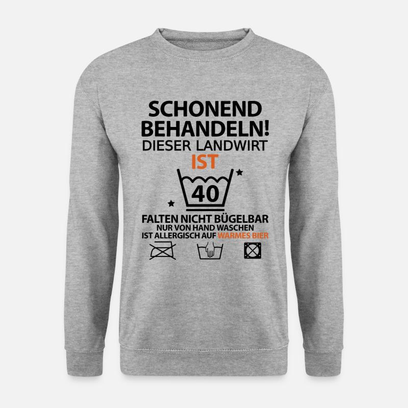 40 Geburtstag Landwirt Traktorfahrer Witzig Lustig - Unisex Pullover - Weißgrau meliert