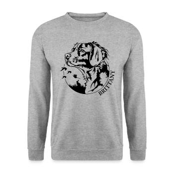 Bretagne Chien de chasse Chasseur Chiens de chasse Wilsigns - Sweat-shirt Unisexe - gris chiné - Devant - Alina (178cm) & Michal (187cm)