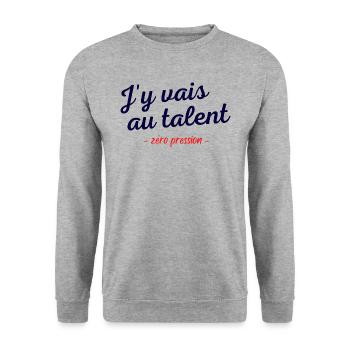 Sarcasme humour homme sarcastique parfait talent - Sweat-shirt Unisexe - gris chiné - Devant - Alina (178cm) & Michal (187cm)