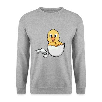 Easter Chicks Chicken Baby Egg Hatch Birth Easter Egg - Unisex Sweatshirt - salt & pepper - Front - Alina (178cm) & Michal (187cm)