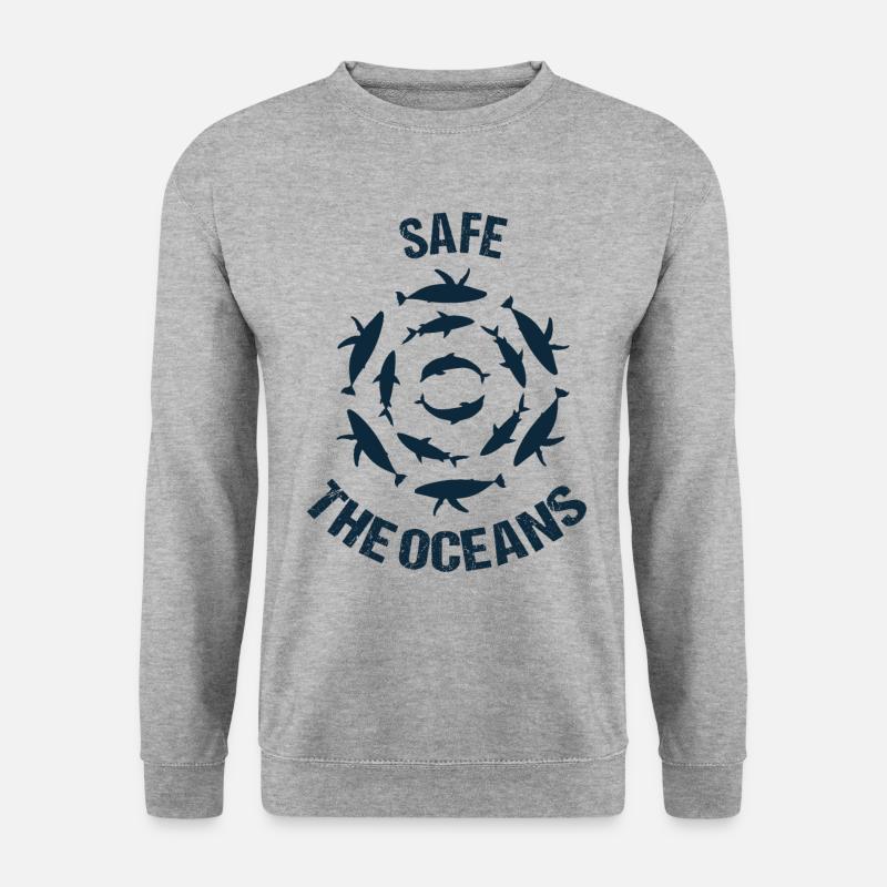 Safe the oceans keep the sea clean Tierschutz Waal - Unisex Pullover - Weißgrau meliert