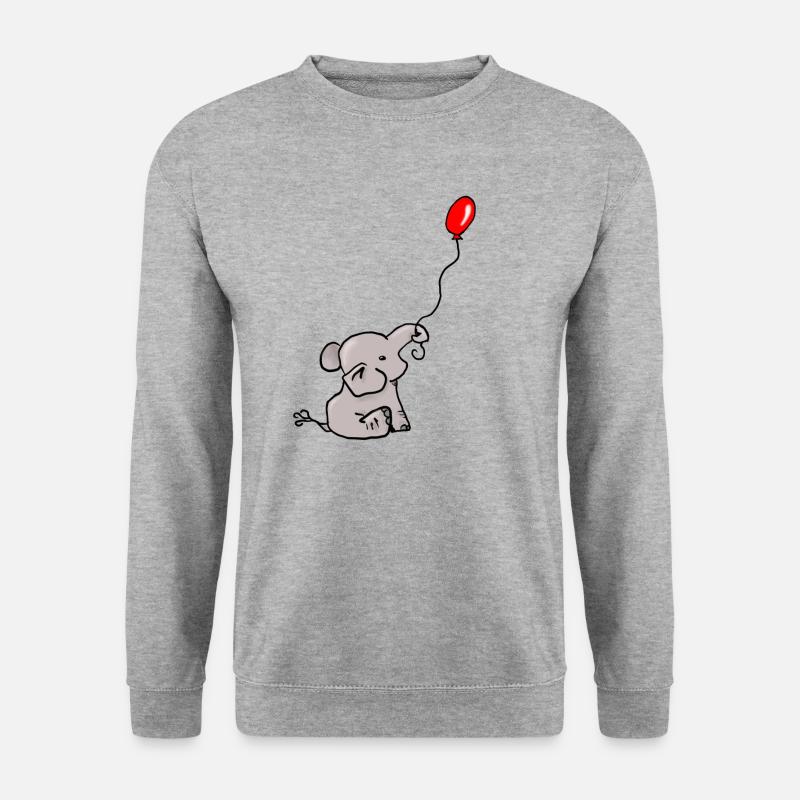 Elefant mit Ballon - Unisex Pullover - Weißgrau meliert