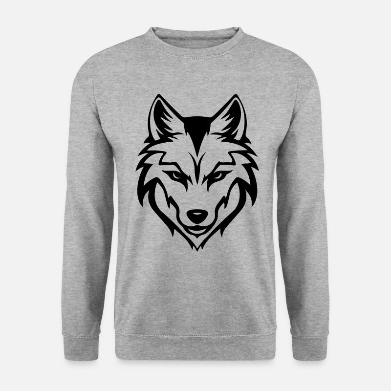Wolf Silhouette - Unisex Pullover - Weißgrau meliert