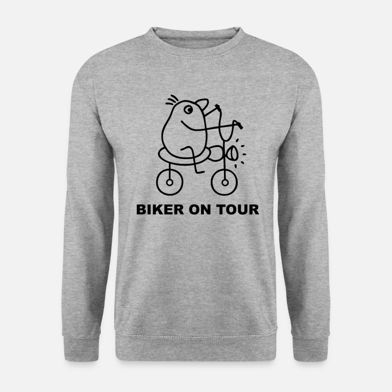 Vogel Motorradfahrer - Biker on Tour - Unisex Pullover - Weißgrau meliert