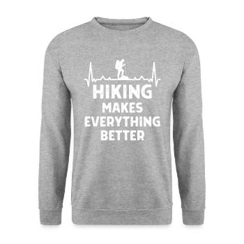 Klettern Kletterer Hiking Sprüche Geschenk - Unisex Pullover - Weißgrau meliert - Vorne - Alina (178cm) & Michal (187cm)