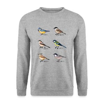 Tit Bird Collection Ornithology Geschenk - Unisex Pullover - Weißgrau meliert - Vorne - Alina (178cm) & Michal (187cm)
