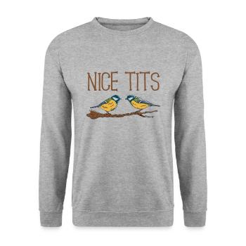 Bird watching Funny Nice Tits Gift Birdwatching - Unisex Sweatshirt - salt & pepper - Front - Alina (178cm) & Michal (187cm)