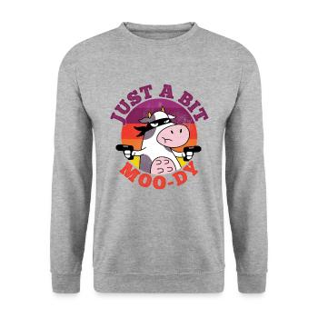 Nur ein bisschen Moo-Dy lustige Kuh Landwirtschaft Geschenk - Unisex Pullover - Weißgrau meliert - Vorne - Alina (178cm) & Michal (187cm)