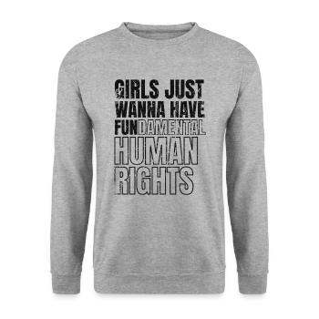 Mädchen wollen nur grundlegende Menschenrechte haben - Unisex Pullover - Weißgrau meliert - Vorne - Alina (178cm) & Michal (187cm)