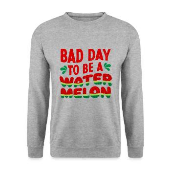 Schlechter Tag, um eine Wassermelone lustig süß zu sein - Unisex Pullover - Weißgrau meliert - Vorne - Alina (178cm) & Michal (187cm)