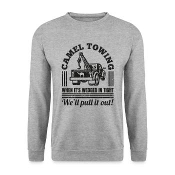 Vintage Camel Towing Distressed Adult Humor Gift - Unisex Sweatshirt - salt & pepper - Front - Alina (178cm) & Michal (187cm)