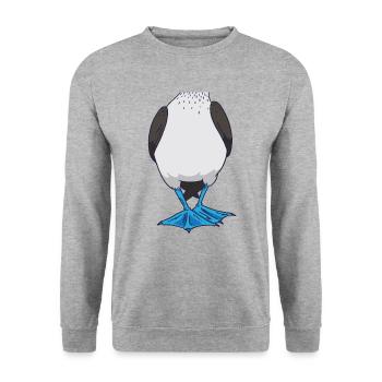 Booby Vogel Lustiges Halloween Kostüm - Unisex Pullover - Weißgrau meliert - Vorne - Alina (178cm) & Michal (187cm)