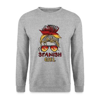 Spanish Girl Spain girls football España women - Unisex Sweatshirt - salt & pepper - Front - Alina (178cm) & Michal (187cm)