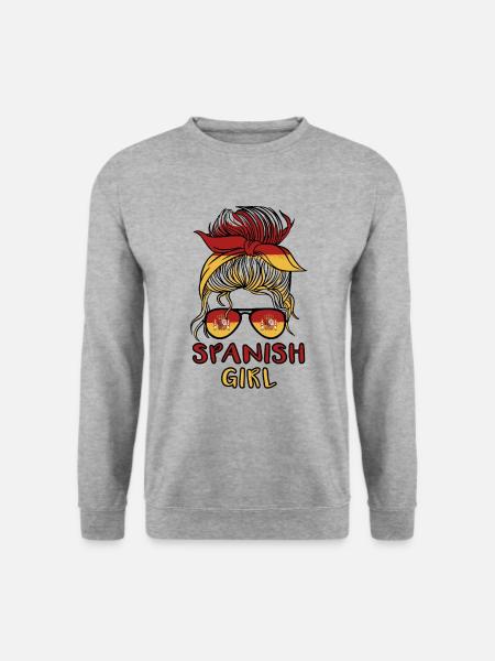 Spanisches Mädchen Spanien Mädchen Fußball España Frauen - Unisex Pullover - Weißgrau meliert