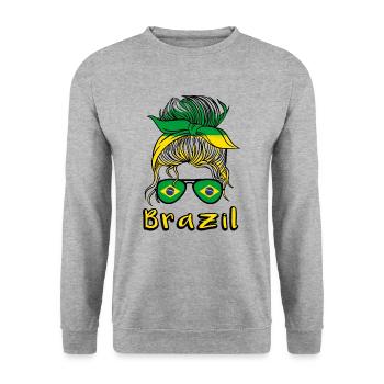 Brésil Football féminin 2022 Drapeau brésilien - Sweat-shirt Unisexe - gris chiné - Devant - Alina (178cm) & Michal (187cm)
