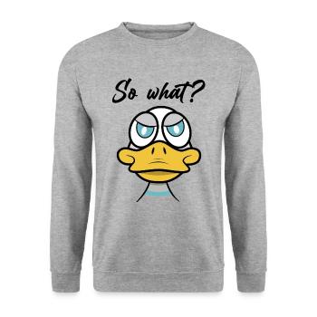 Et alors? avec Duck Comic - Sweat-shirt Unisexe - gris chiné - Devant - Alina (178cm) & Michal (187cm)