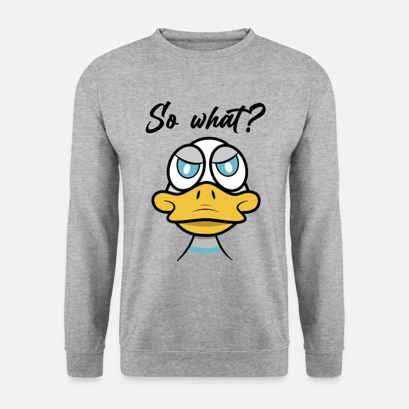 so what? mit Enten-Comic - Unisex Pullover - Weißgrau meliert