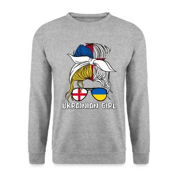 Moitié Anglais Moitié Ukrainien Fille Ukraine Angleterre - Sweat-shirt Unisexe - gris chiné - Devant - Alina (178cm) & Michal (187cm)