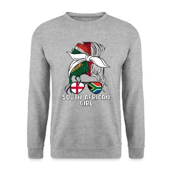 Moitié Anglais Moitié Fille Afrique du Sud Afrique du Sud - Sweat-shirt Unisexe - gris chiné - Devant - Alina (178cm) & Michal (187cm)