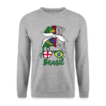 Brésil Brésil Moitié Brésilienne Moitié Anglaise Fille - Sweat-shirt Unisexe - gris chiné - Devant - Alina (178cm) & Michal (187cm)