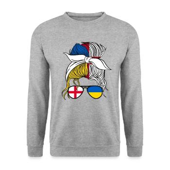 Moitié Anglais Moitié Ukrainien Fille Ukraine Angleterre - Sweat-shirt Unisexe - gris chiné - Devant - Alina (178cm) & Michal (187cm)