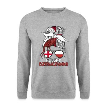 Polska Moitié Anglais Moitié Polonais Fille Pologne - Sweat-shirt Unisexe - gris chiné - Devant - Alina (178cm) & Michal (187cm)
