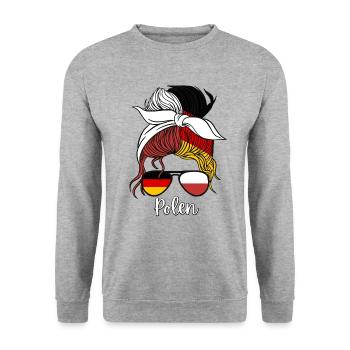 Polska dziewczyna Polen Polnische Mädchen Damen - Unisex Pullover - Weißgrau meliert - Vorne - Alina (178cm) & Michal (187cm)