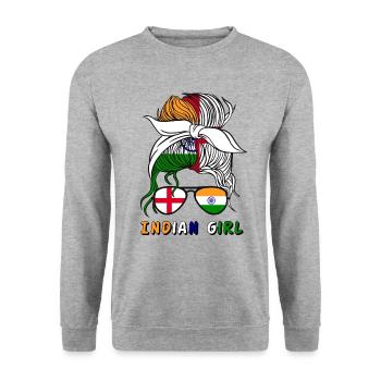 Moitié Anglais Moitié Indien Fille Inde Angleterre - Sweat-shirt Unisexe - gris chiné - Devant - Alina (178cm) & Michal (187cm)