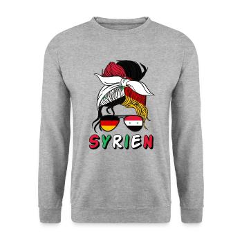 Moitié Allemand Moitié Fille Syrienne Allemagne Syrie - Sweat-shirt Unisexe - gris chiné - Devant - Alina (178cm) & Michal (187cm)