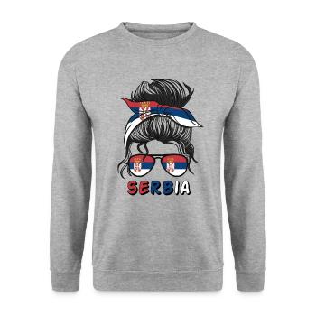 Serbie Drapeau Filles Filles Serbe Fille Enfants - Sweat-shirt Unisexe - gris chiné - Devant - Alina (178cm) & Michal (187cm)