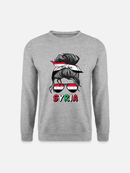 Syrien Syrische Flagge Mädchen Syrische Mädchen Kinder - Unisex Pullover - Weißgrau meliert