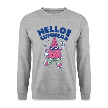 Hello Summer - Watermelon - Unisex Sweatshirt - salt & pepper - Front - Alina (178cm) & Michal (187cm)