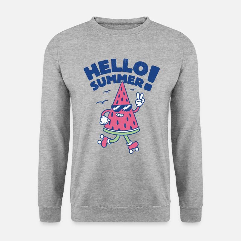 Hallo Sommer - Wassermelone - Unisex Pullover - Weißgrau meliert