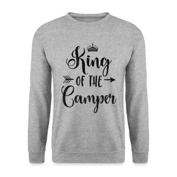 Camper Camping König Caravan Motorhome Men - Unisex Sweatshirt - salt & pepper - Front - Alina (178cm) & Michal (187cm)