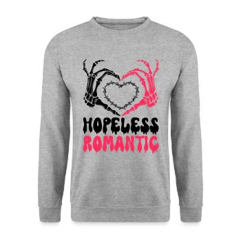 Hopelessly Romantic Heart Humor Halloween - Unisex Sweatshirt - salt & pepper - Front - Alina (178cm) & Michal (187cm)
