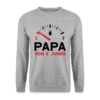 PAPA DREI JUNGEN VATER 3 SÖHNE VATERTAG - Unisex Pullover - Weißgrau meliert - Vorne - Alina (178cm) & Michal (187cm)