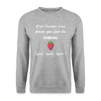 c'est l'histoire d'un fraise cadeau humour drôles - Sweat-shirt Unisexe - gris chiné - Devant - Alina (178cm) & Michal (187cm)