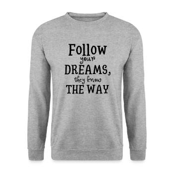 follow your dreams - Unisex Pullover - Weißgrau meliert - Vorne - Alina (178cm) & Michal (187cm)
