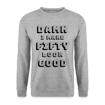 50th birthday - Unisex Sweatshirt - salt & pepper - Front - Alina (178cm) & Michal (187cm)
