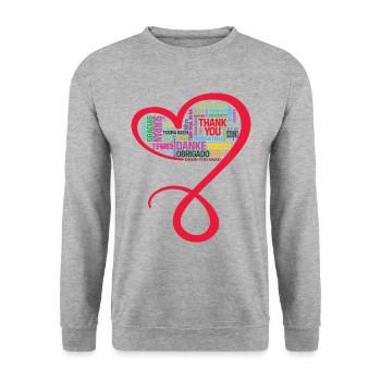 MERCI, MERCI, GRAZIE, personnalisable - Sweat-shirt Unisexe - gris chiné - Devant - Alina (178cm) & Michal (187cm)
