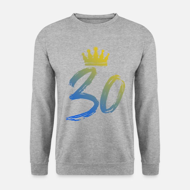 30 Zahl Krone - Unisex Pullover - Weißgrau meliert