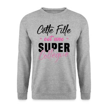 Cette fille est une super Collègue - Sweat-shirt Unisexe - gris chiné - Devant - Alina (178cm) & Michal (187cm)