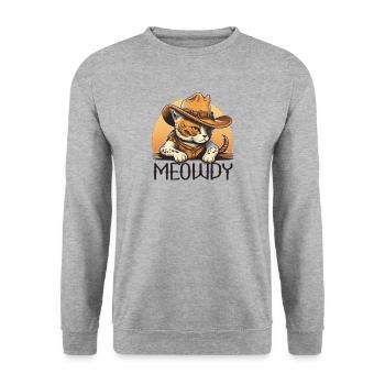 Meowdy Katze Howdy Meme Western Cowboy Kätzchen - Unisex Pullover - Weißgrau meliert - Vorne - Alina (178cm) & Michal (187cm)