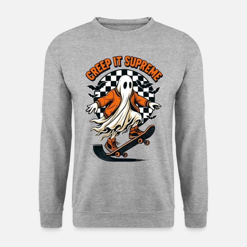 Halloween - Ghost Skate - Unisex Pullover - Weißgrau meliert