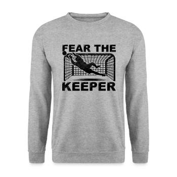 Goalkeeper, Goalkeeper, Gloves, Glittering Parade, Pride - Unisex Sweatshirt - salt & pepper - Front - Alina (178cm) & Michal (187cm)