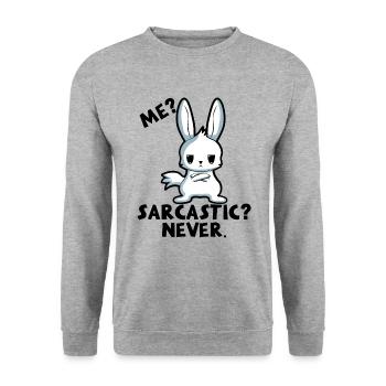 Sarkasmus, Hase, Ich, Geschenkidee, Nope, Humor - Unisex Pullover - Weißgrau meliert - Vorne - Alina (178cm) & Michal (187cm)