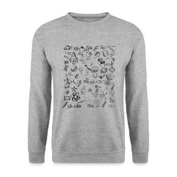Science Physic Math Chemistry Biology Astronomy - Unisex Pullover - Weißgrau meliert - Vorne - Alina (178cm) & Michal (187cm)